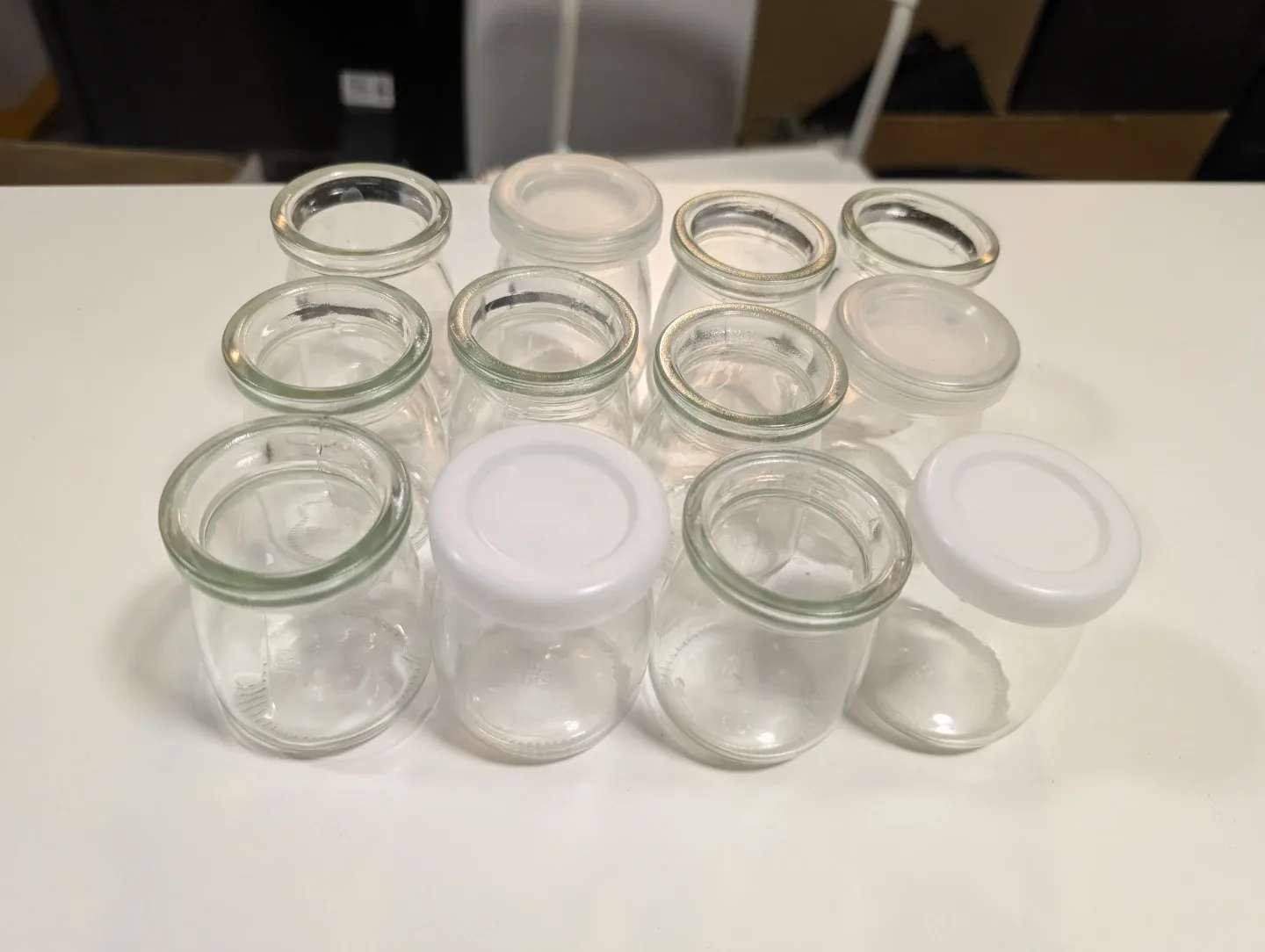 Used Glass Yogurt Jars