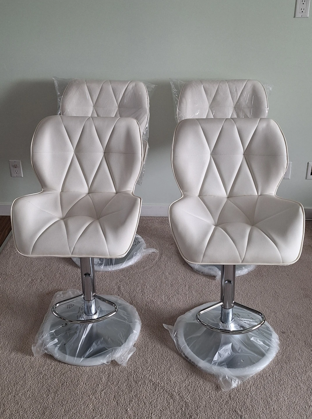 Set of New White Bar Stools