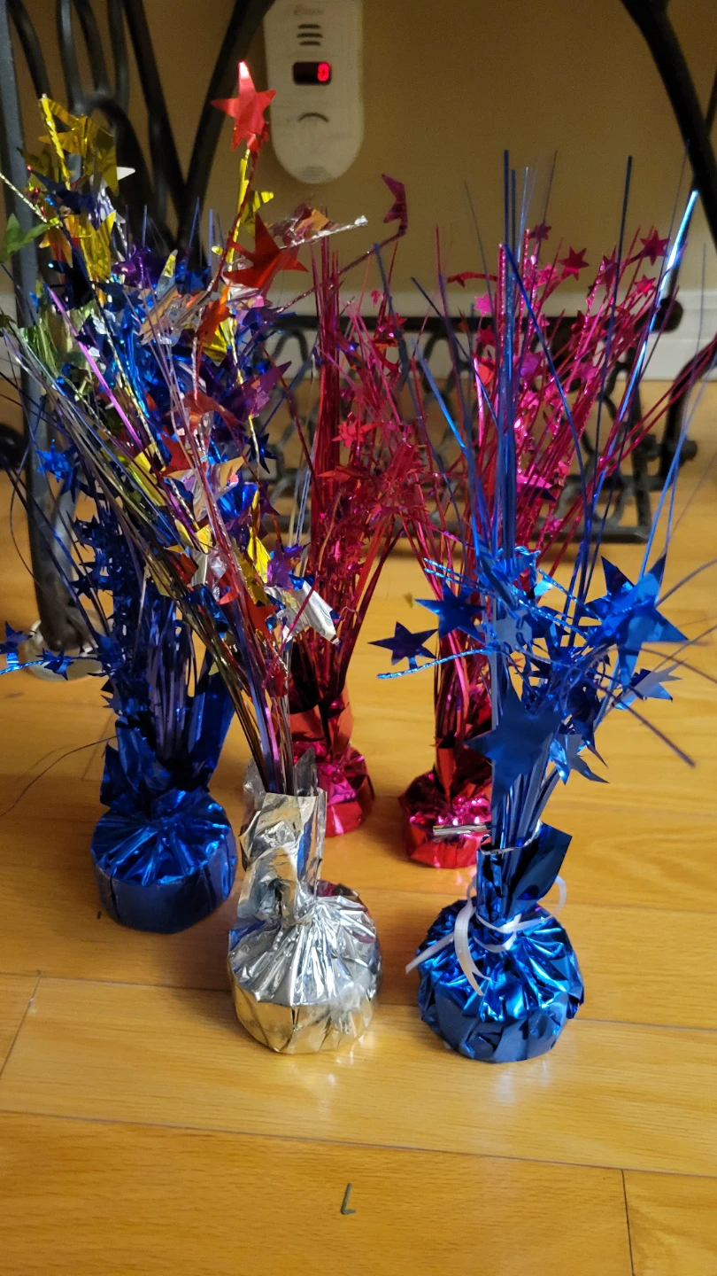 5 BrandNew Metallic Tinsel Centerpieces / BalloonWeights.