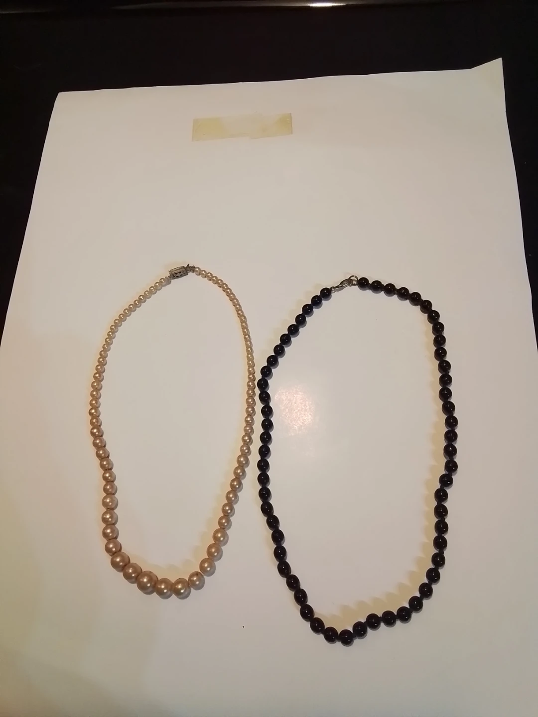 Vintage Beaded Necklaces - Black and Pearl Colour