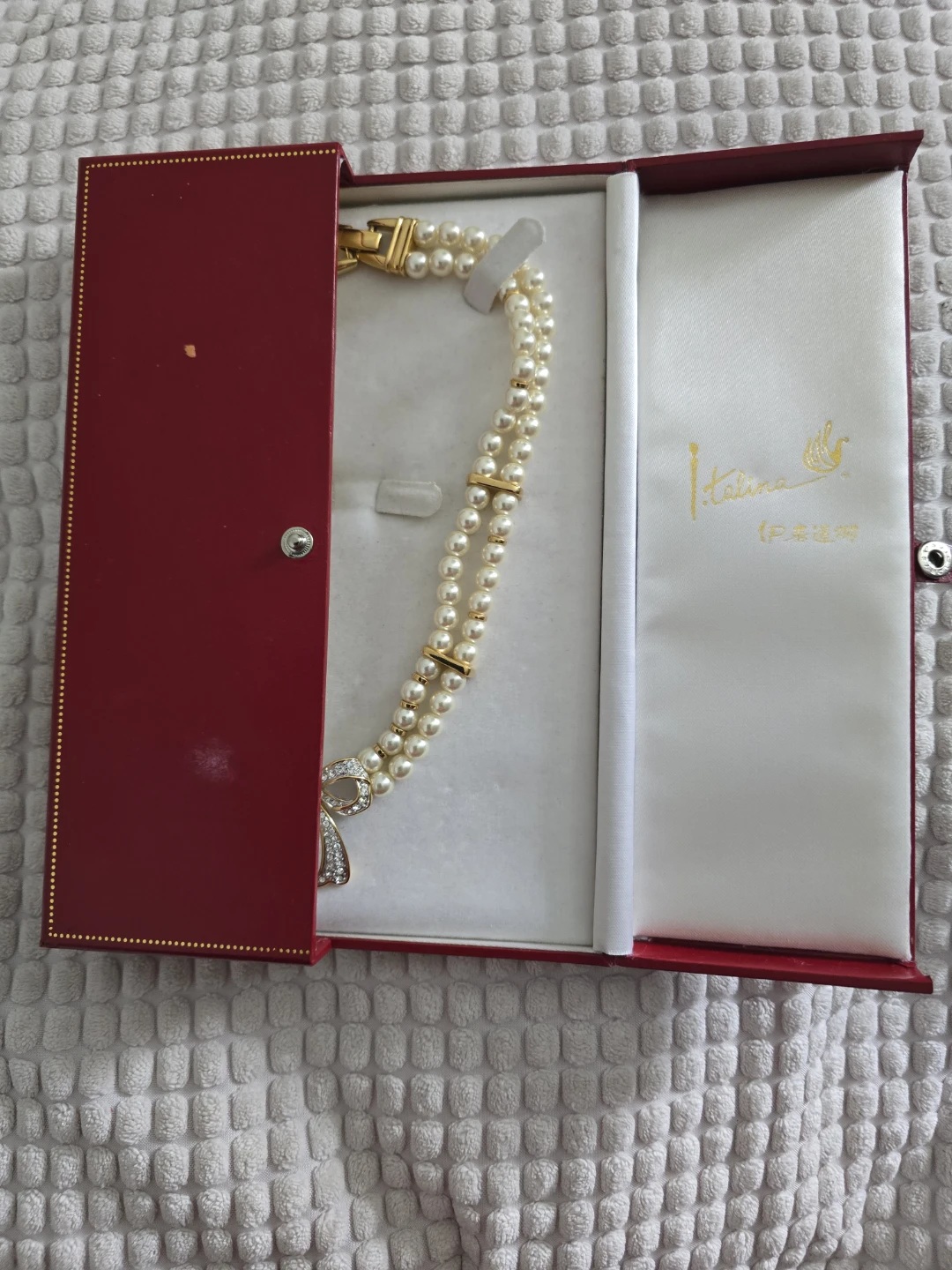 Italina Pearl Necklace with Bow Swarovski crystal. - photo 4