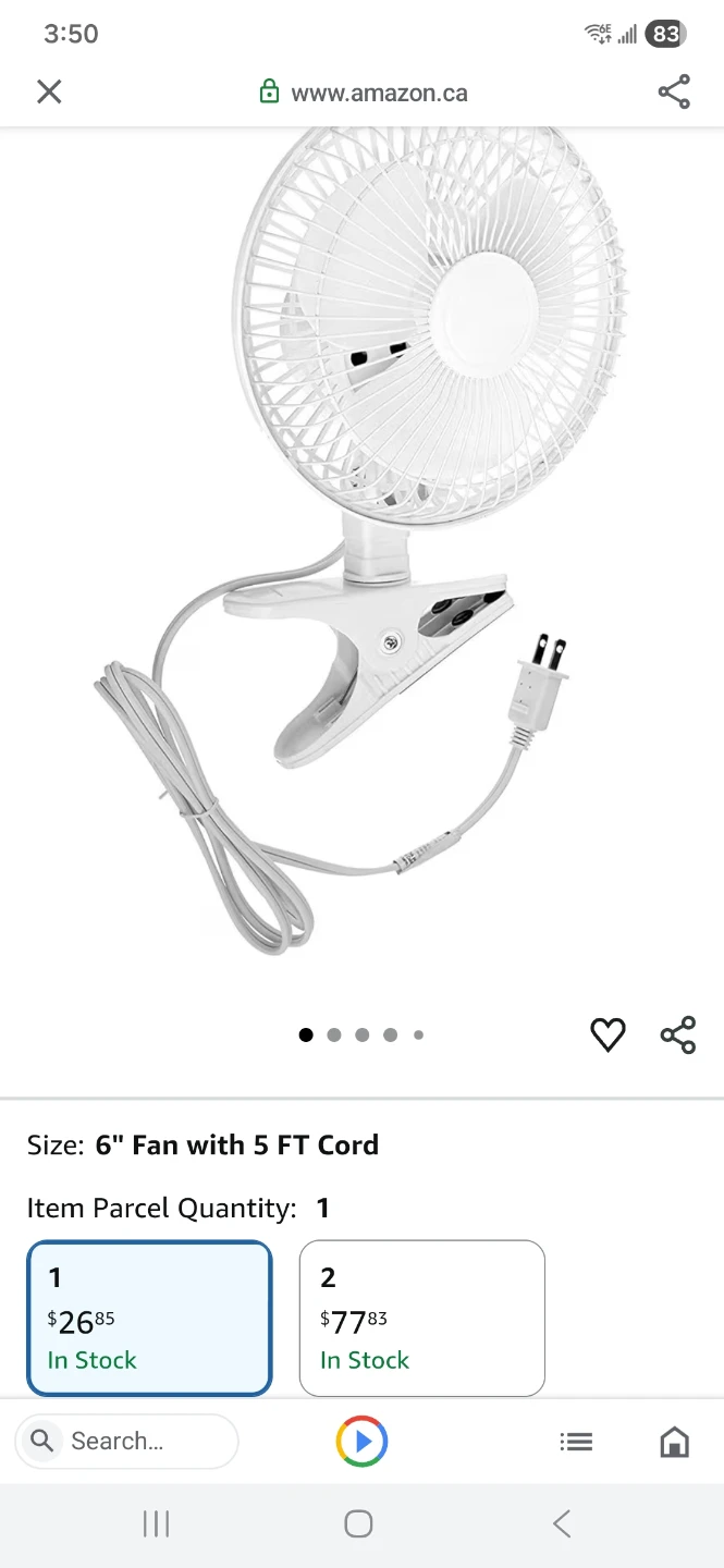 6" Clip-On Fan with 5 FT Cord
