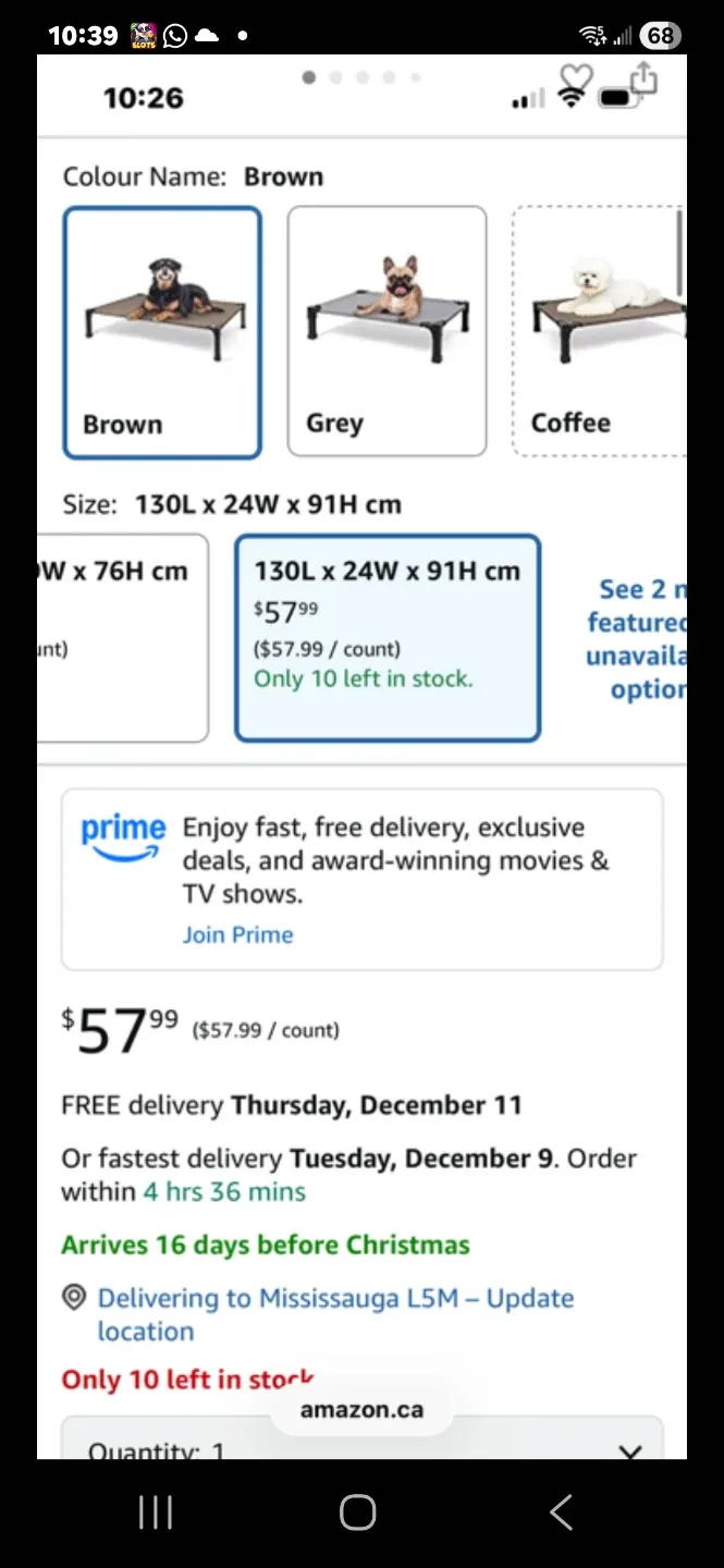 Brown Elevated Dog Bed 130x24x91cm image indicator(2)