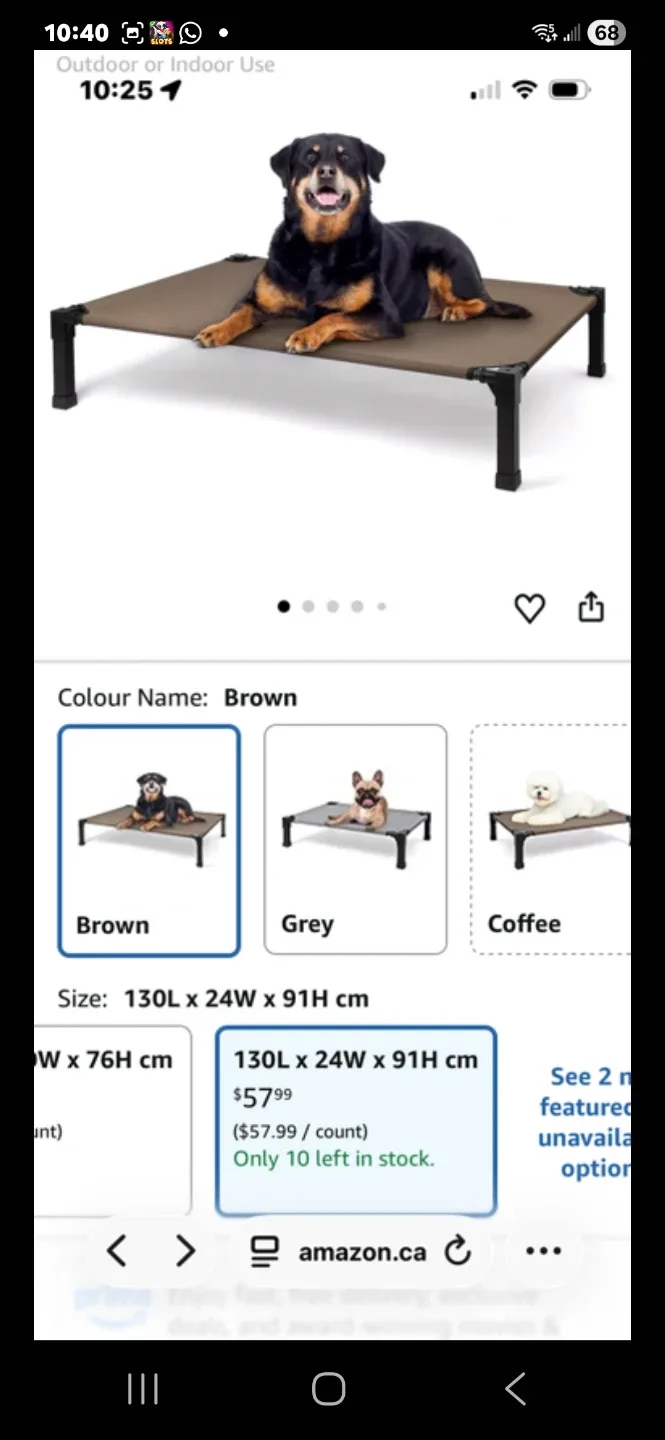 Brown Elevated Dog Bed 130x24x91cm image indicator(3)