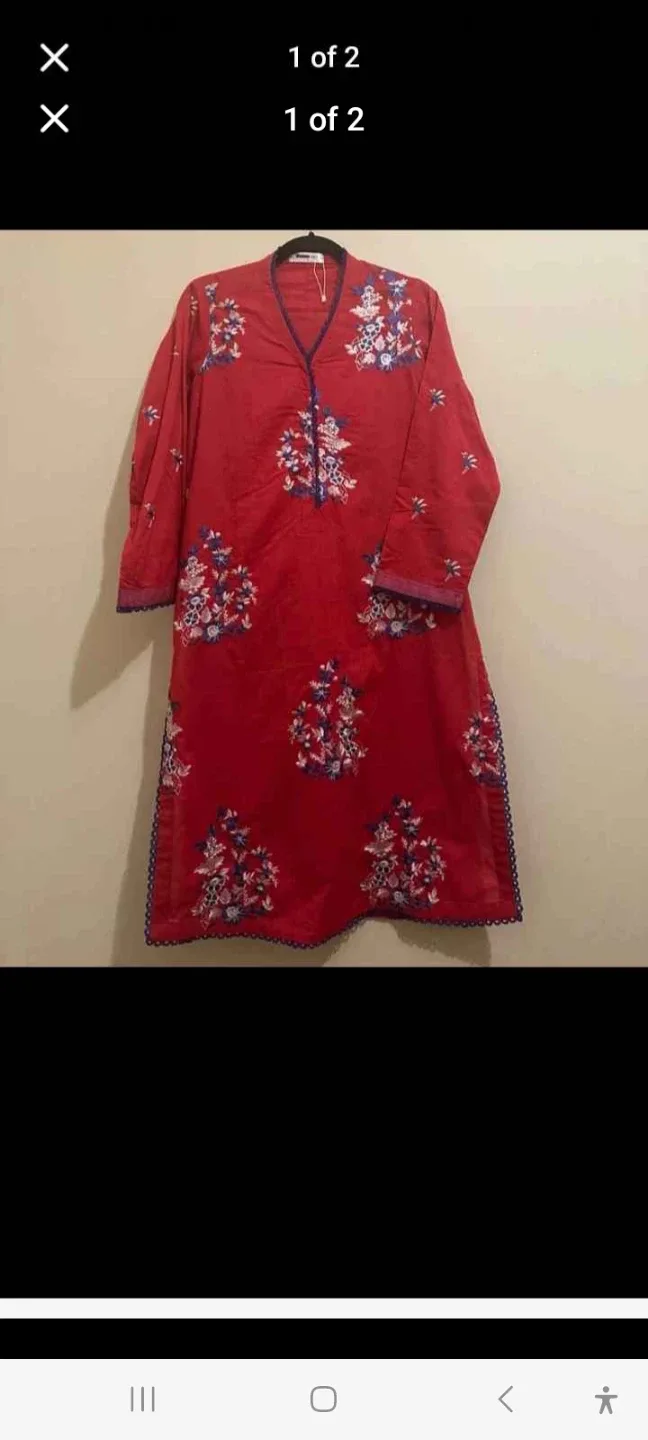 Red Embroidered Kurti Suit Set