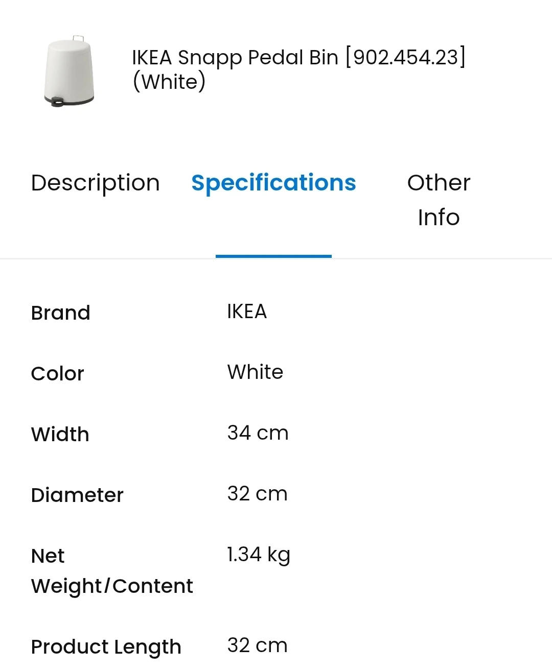 IKEA Snapp Pedal Bin - White - photo 5