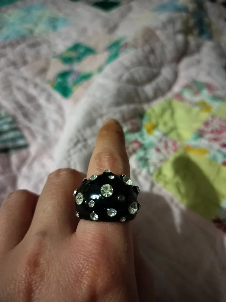 Rhinestone Ring - Black