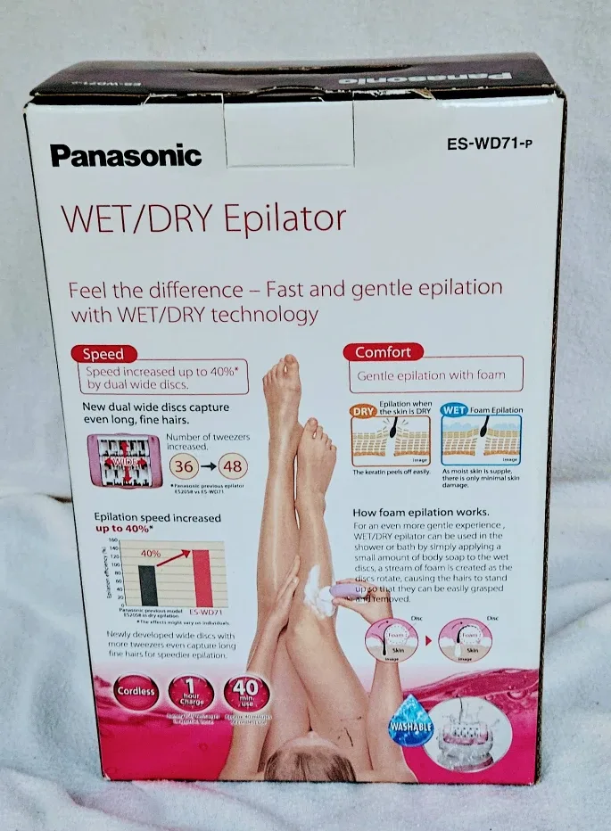 New Panasonic ES-WD51-P Ladies Wet/Dry Epiglide Epilator Sealed image indicator(2)