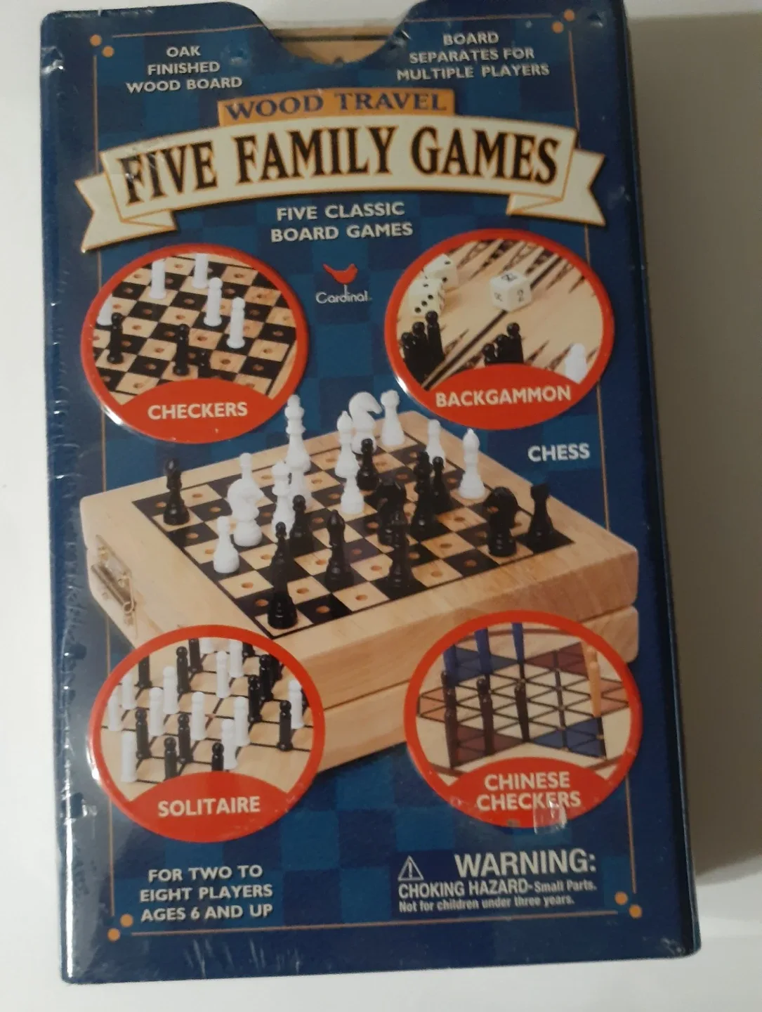 Cardinal Wood Travel Five Family Games - New