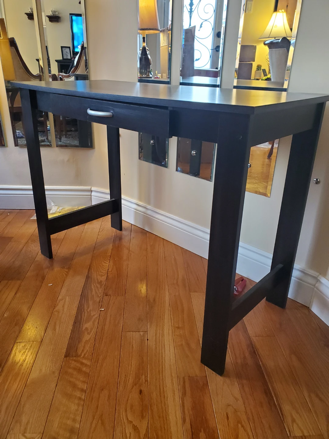 Black Wood Desk with Drawer - photo 3