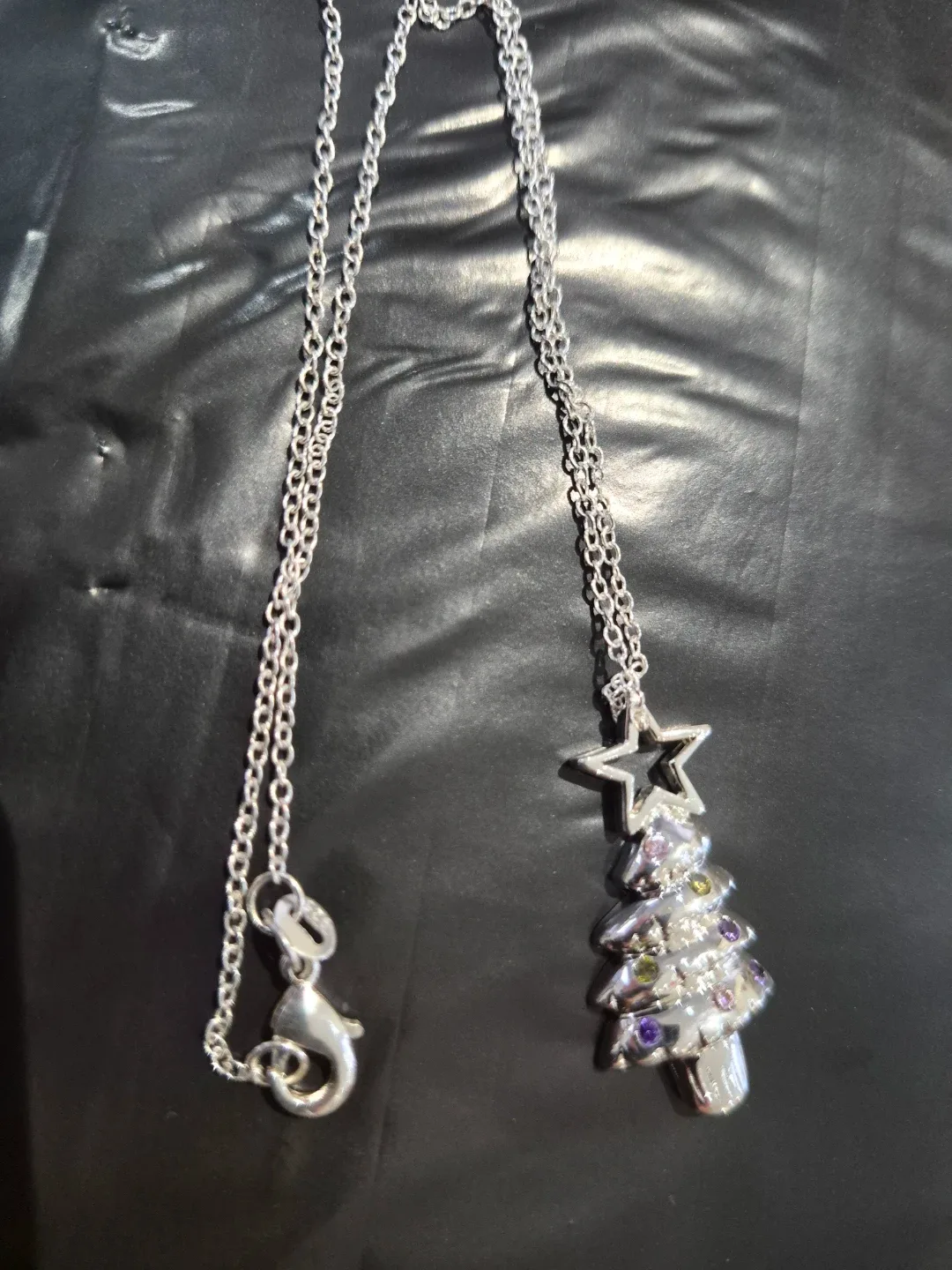 Christmas Tree Pendant Necklace 925 silver plated