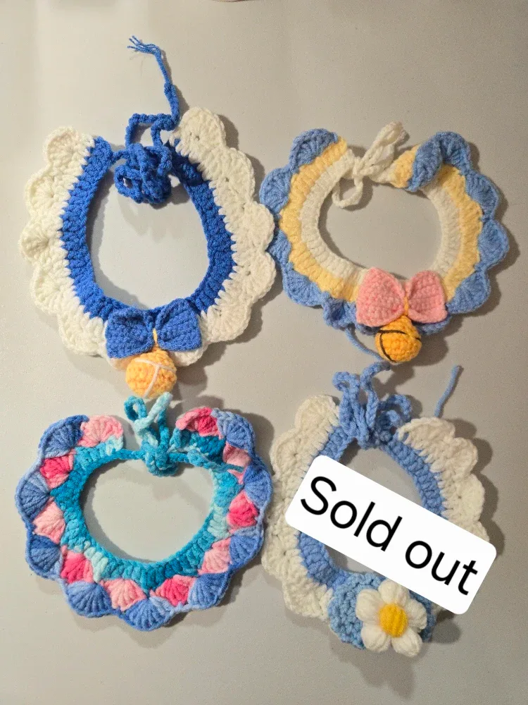 Handmade Crochet Pet Collar, Christmas gift #Cleanout