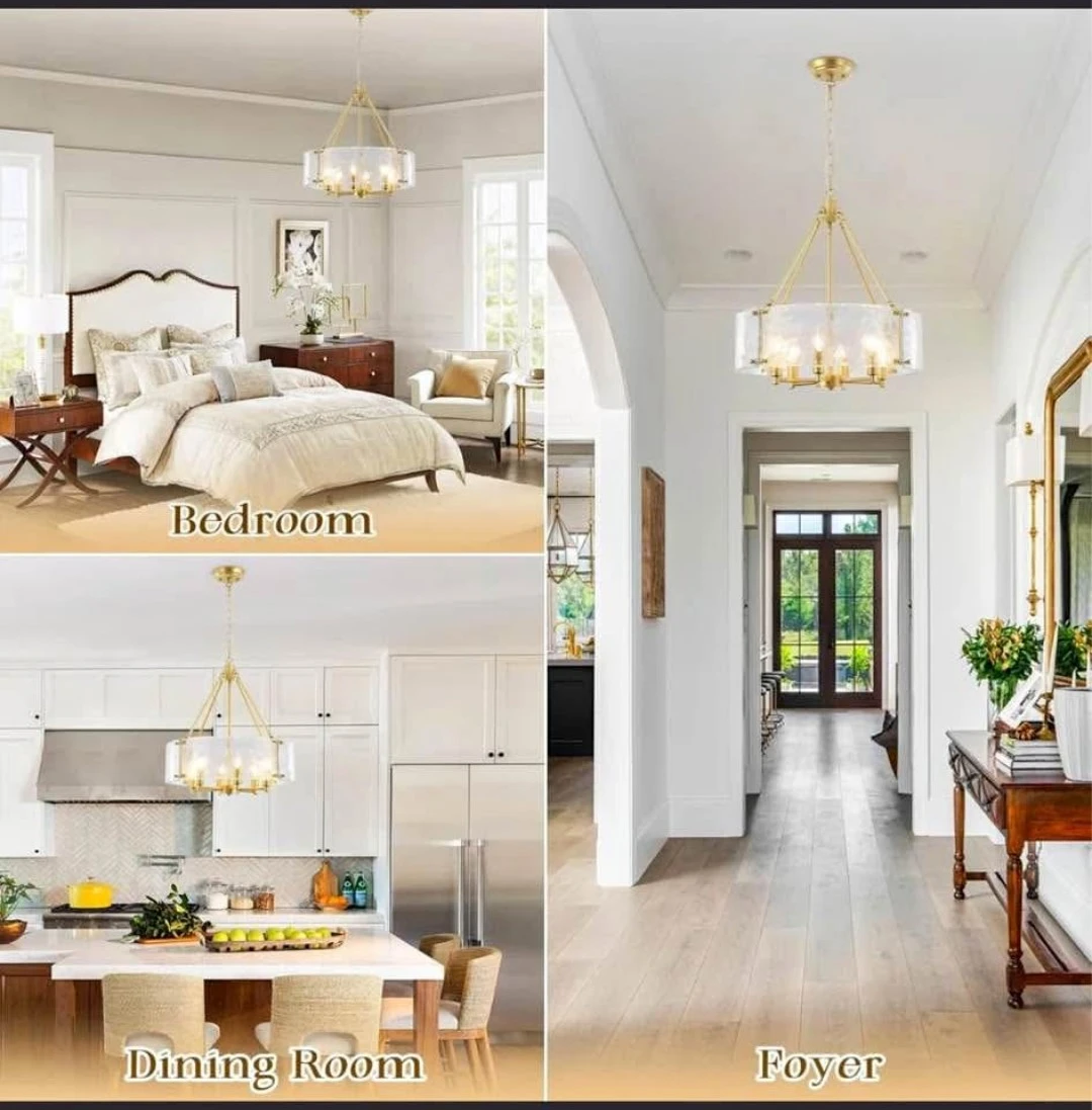 Gold Chandelier with 6 E12 Base Bulbs - photo 2