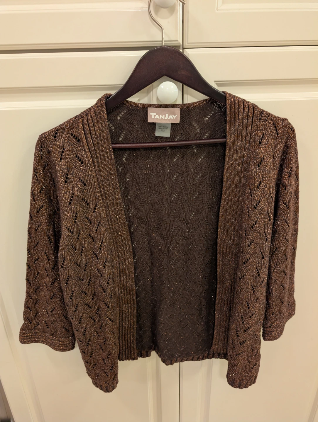 Tanjay Brown Metallic Cardigan - Size S - photo 5