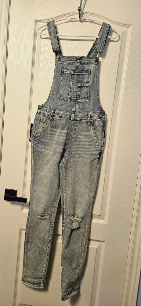 Distressed  Denim Overalls