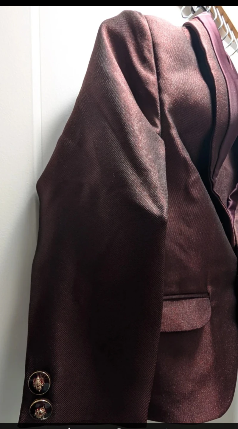 Boys Burgundy Suit Jacket set with Pant & Tie - photo 4