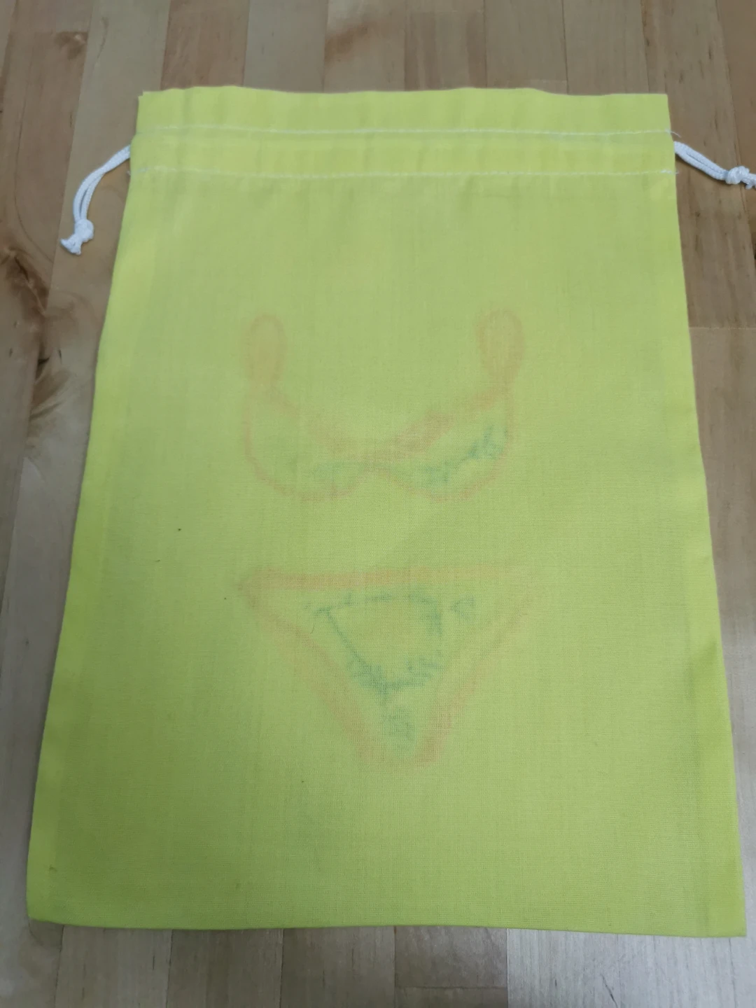 Yellow Embroidered Lingerie Drawstring Bag - photo 2