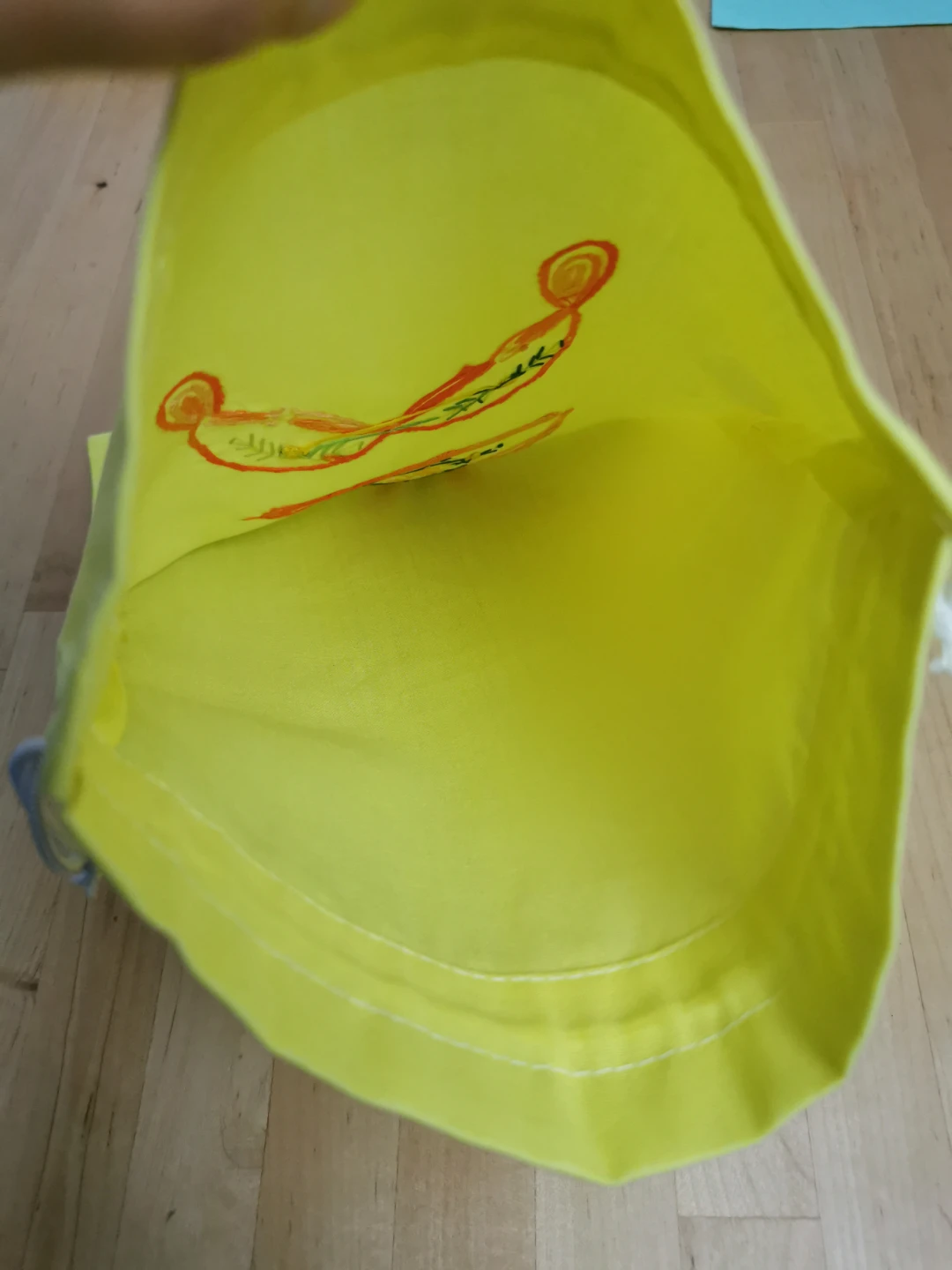 Yellow Embroidered Lingerie Drawstring Bag - photo 3