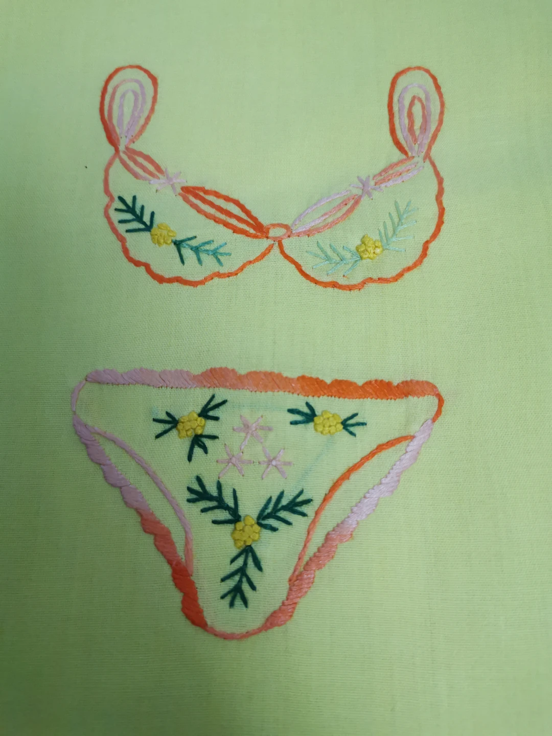 Yellow Embroidered Lingerie Drawstring Bag - photo 5