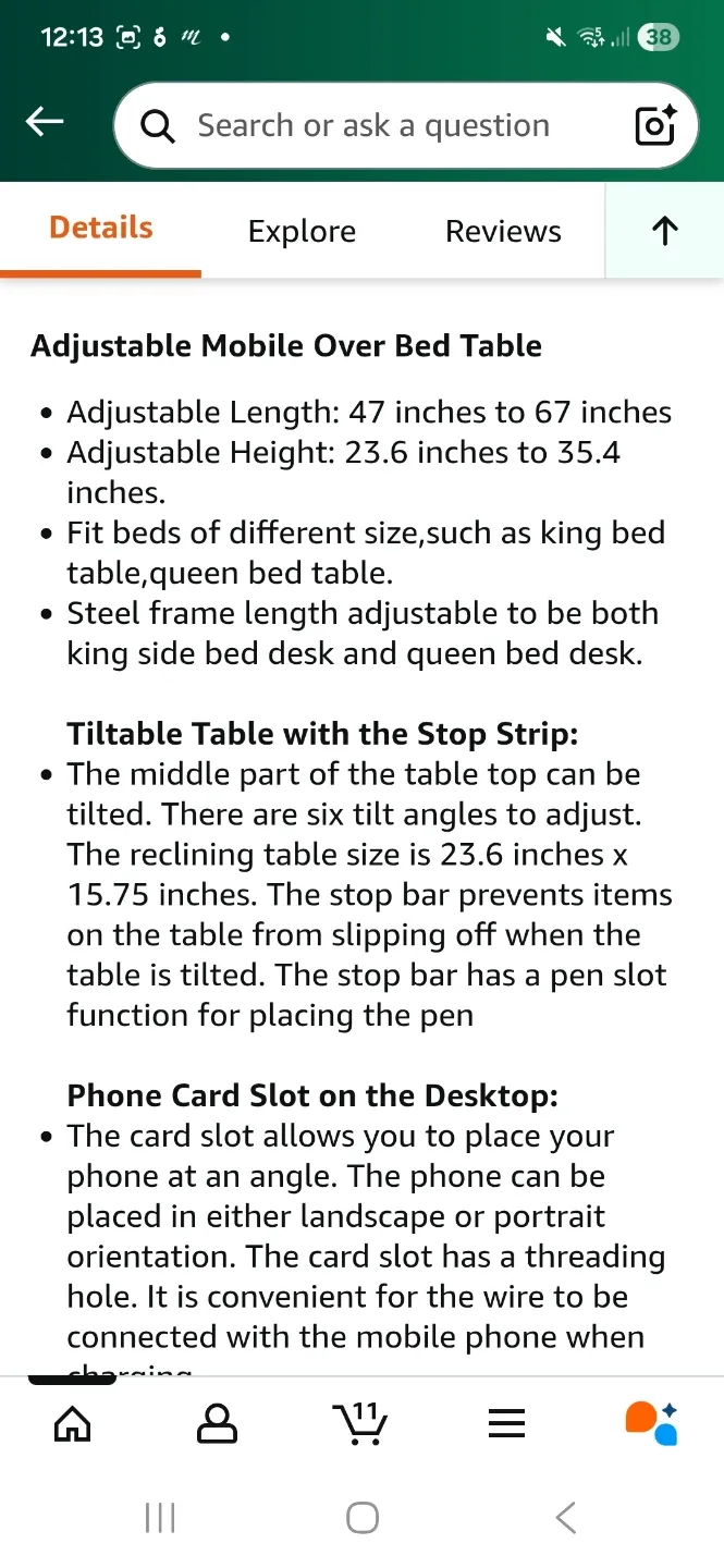 Adjustable mobile over bed table image indicator(7)