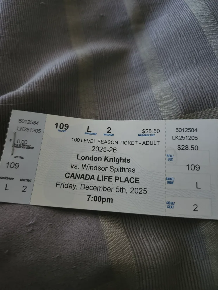 London Knights vs Windsor Spitfires Adult Ticket