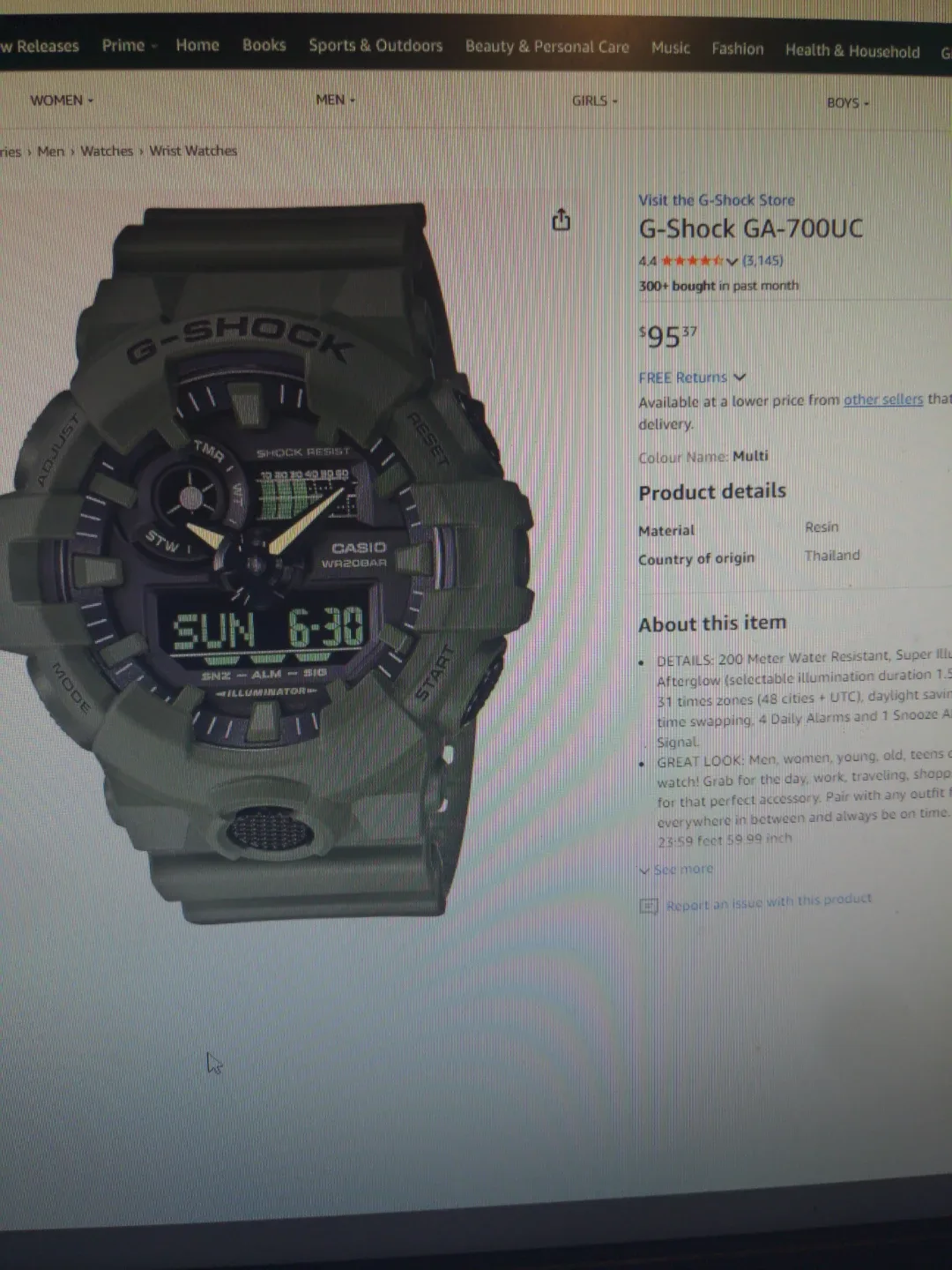 G-Shock GA-700UC-3A Olive Green Watch image indicator(3)