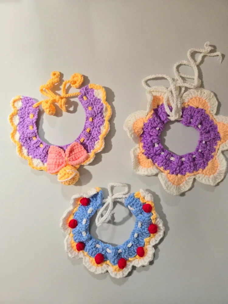 Handmade Adjustable Crochet Pet Collar, Christmas gift #Cleanout