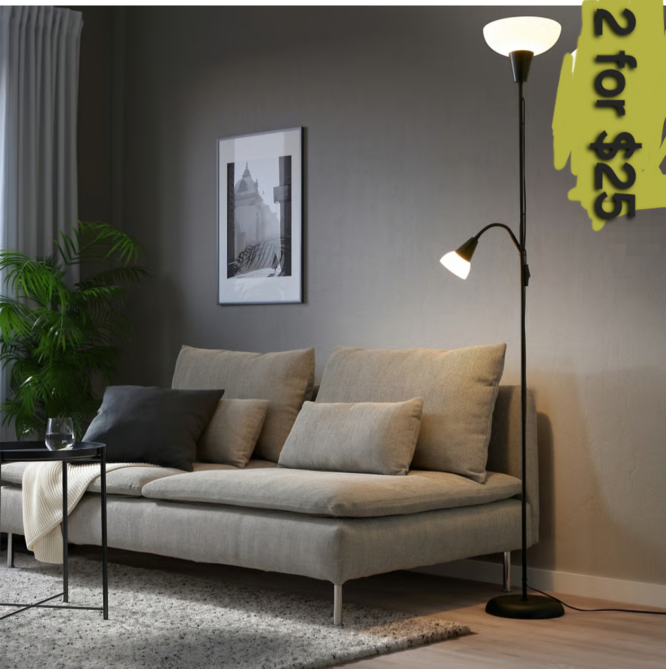 TWO (2) IKEA Floor Lamps  TÅGARP Floor uplighter/reading lamp