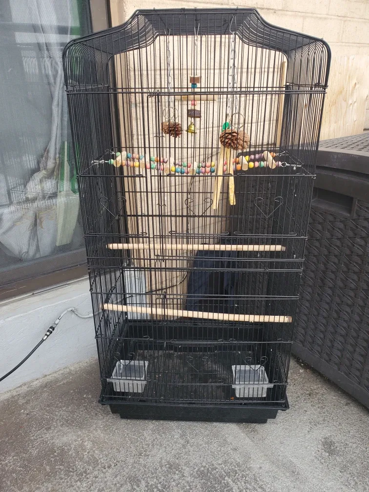 PawHut Bird Cage - Black - 47L x 36W x 92H cm