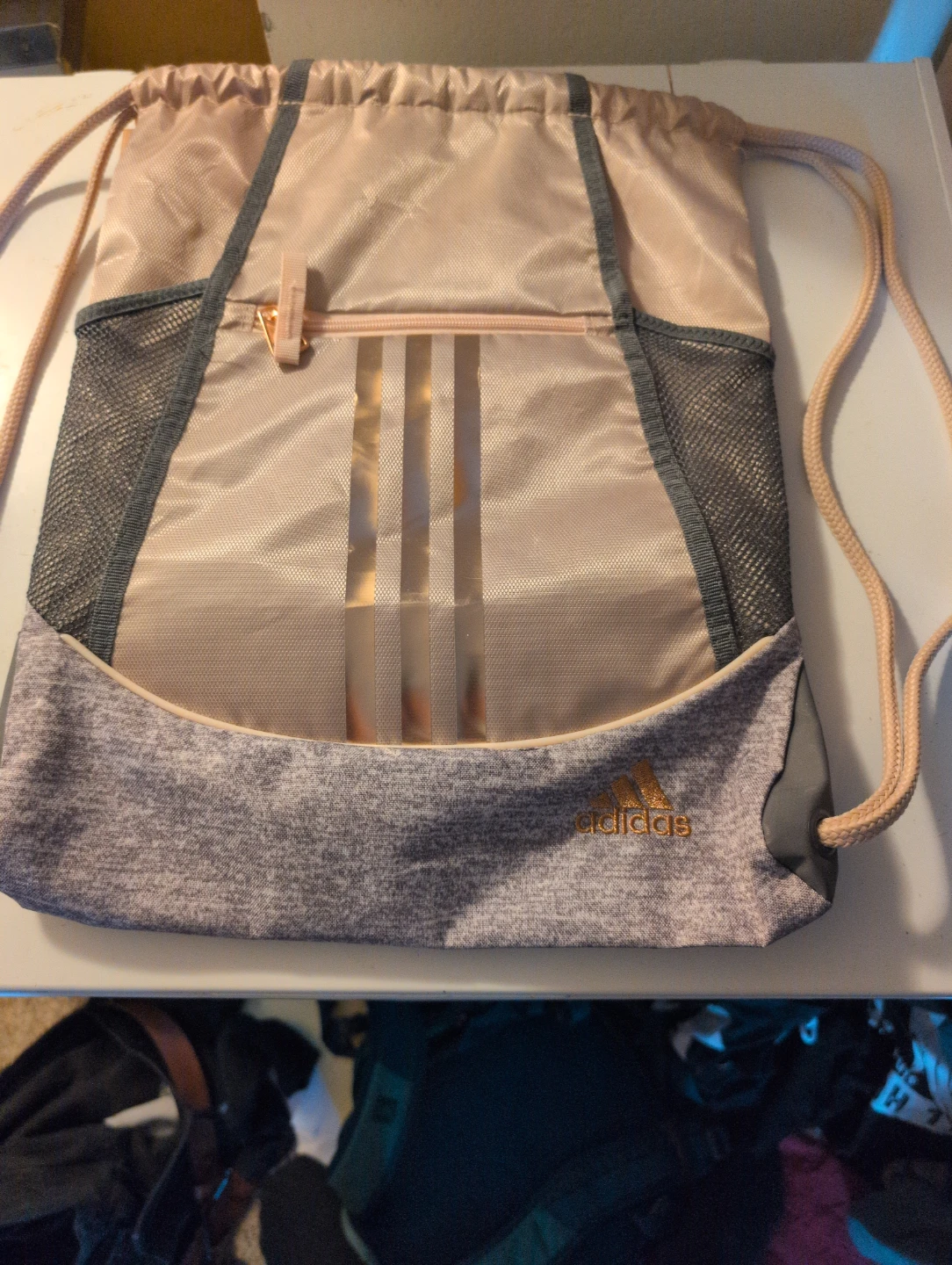 Adidas Drawstring Bag - Pink/Gray