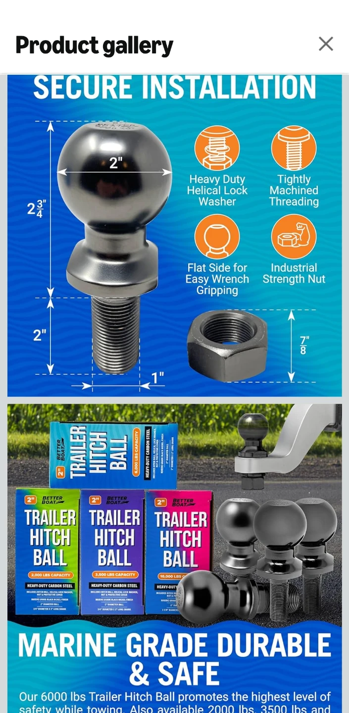 Better Boat 2" Trailer Hitch Ball - 6000 lbs