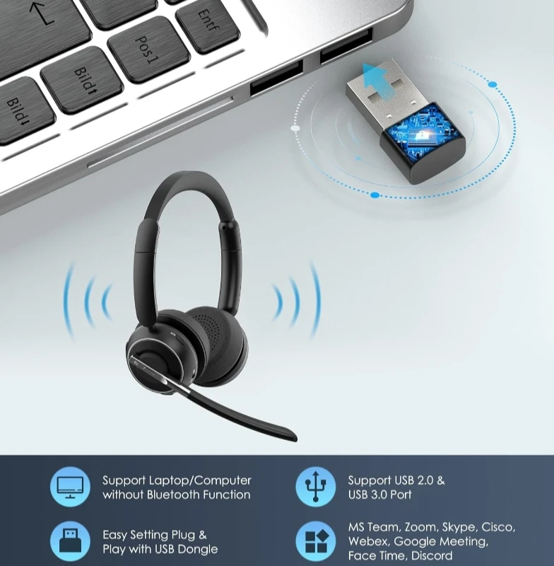AI Noise Cancelling Headset with USB Dongle - photo 2