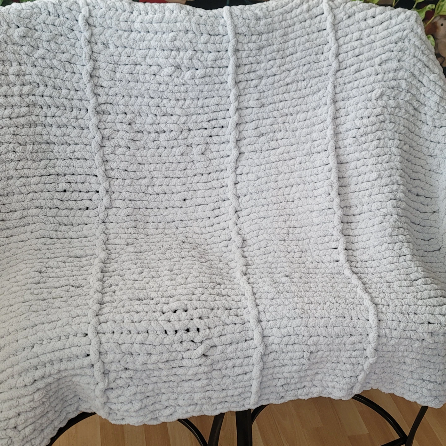Handmade Cool Grey Chunky Crochet Blanket 50" × 45"