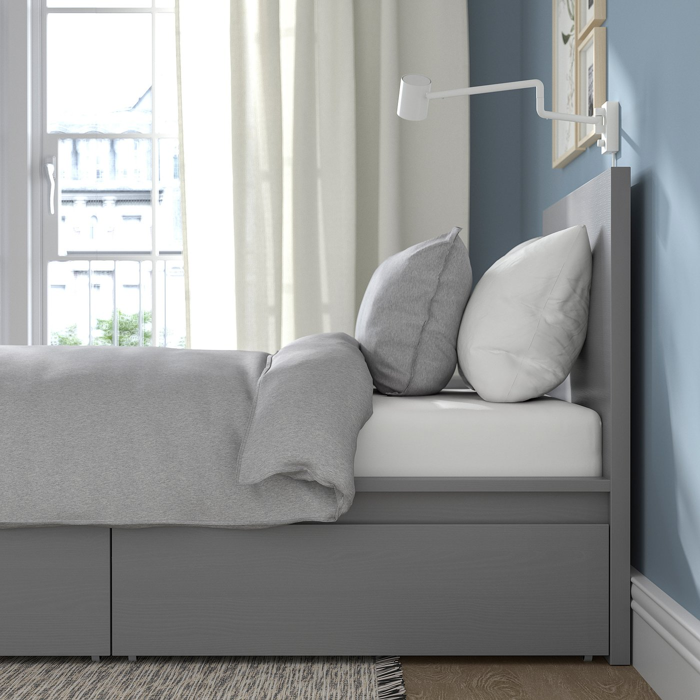 IKEA Malm Twin Bed Grey with drawers