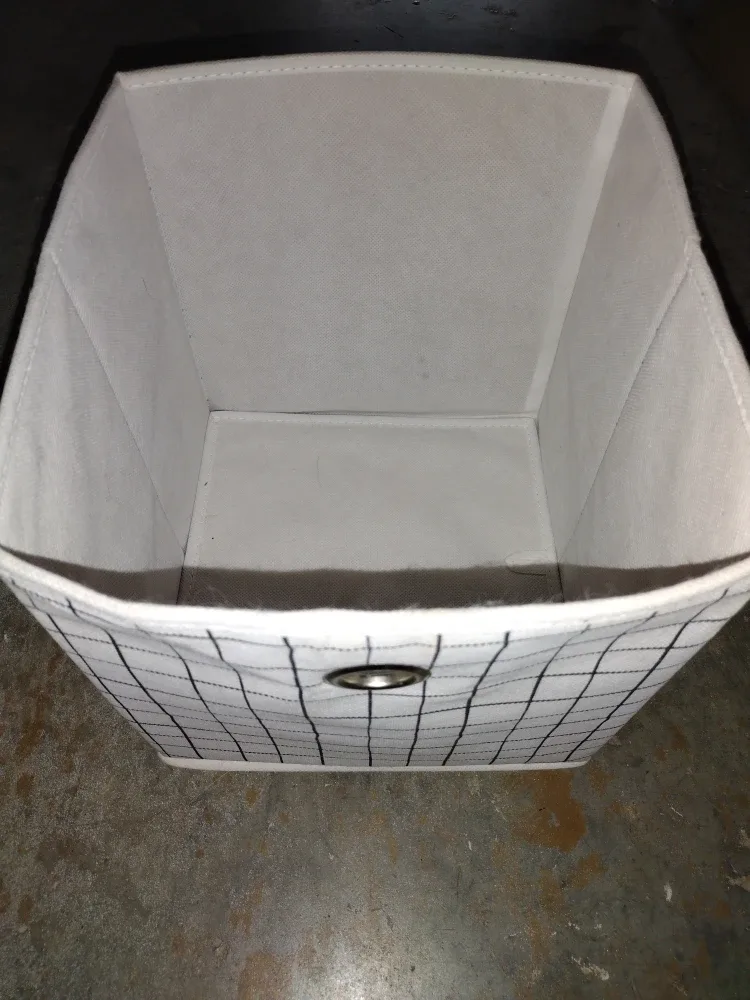 White Fabric Storage Cube - Grid Pattern #Cleanout image indicator(2)
