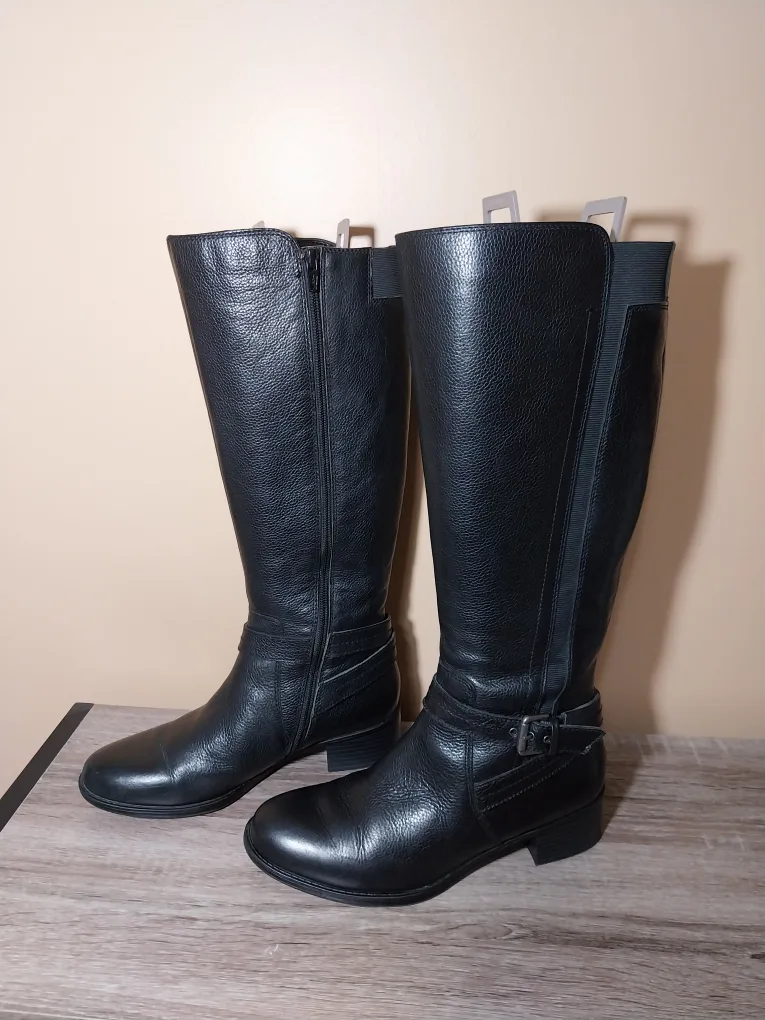 Naturalizer N5 Contour Comfort Black Leather Tall Boots - Sz 8M
