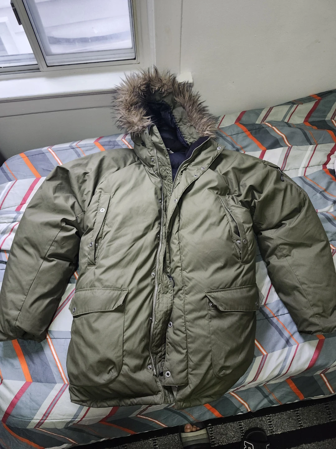 Olive Green Down Parka Jacket