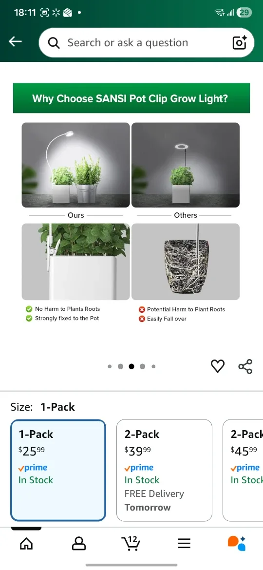 SANSI Pot Clip LED Plant Grow Light image indicator(5)