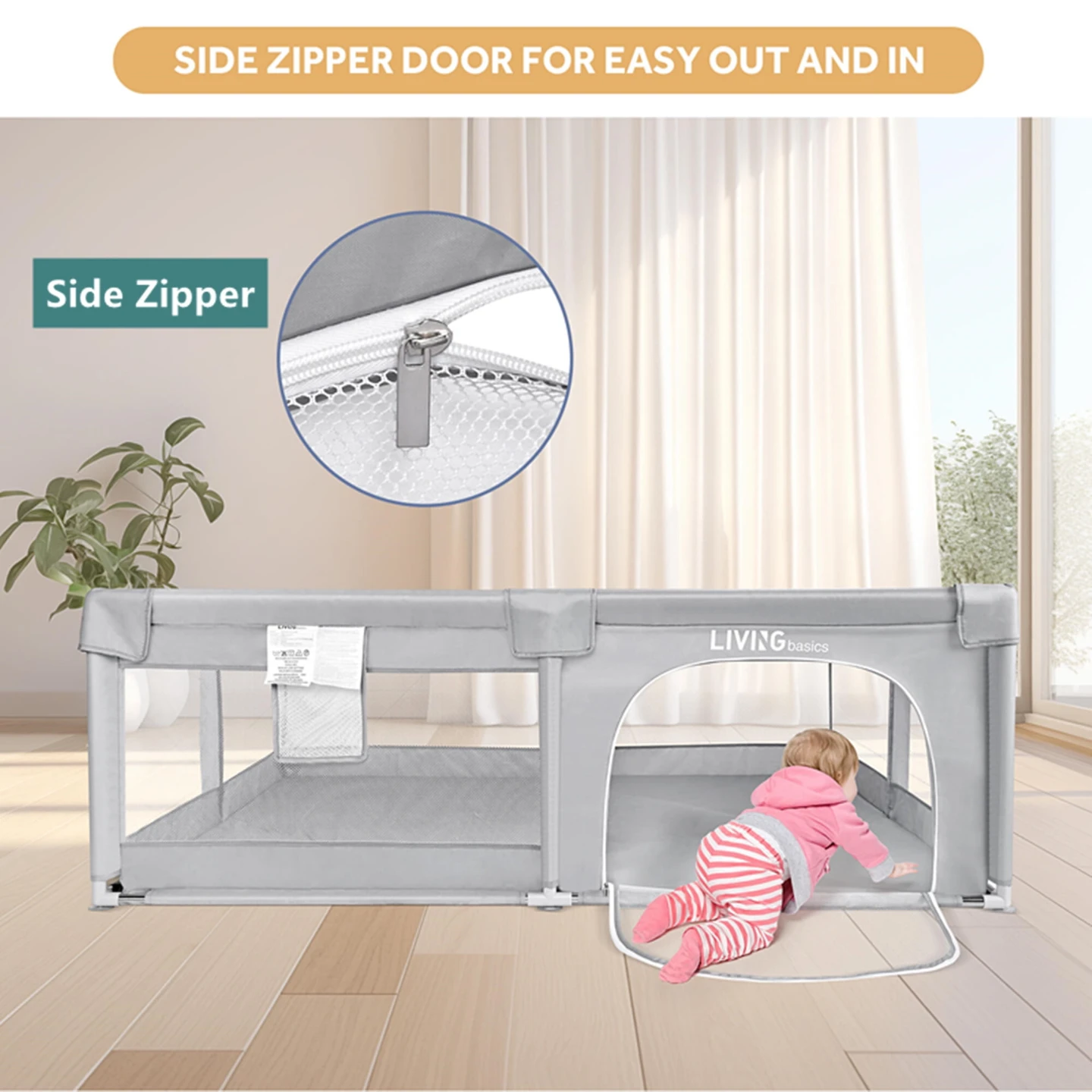LIVINGbasics Parc Pour Bébé Playpen - Grey