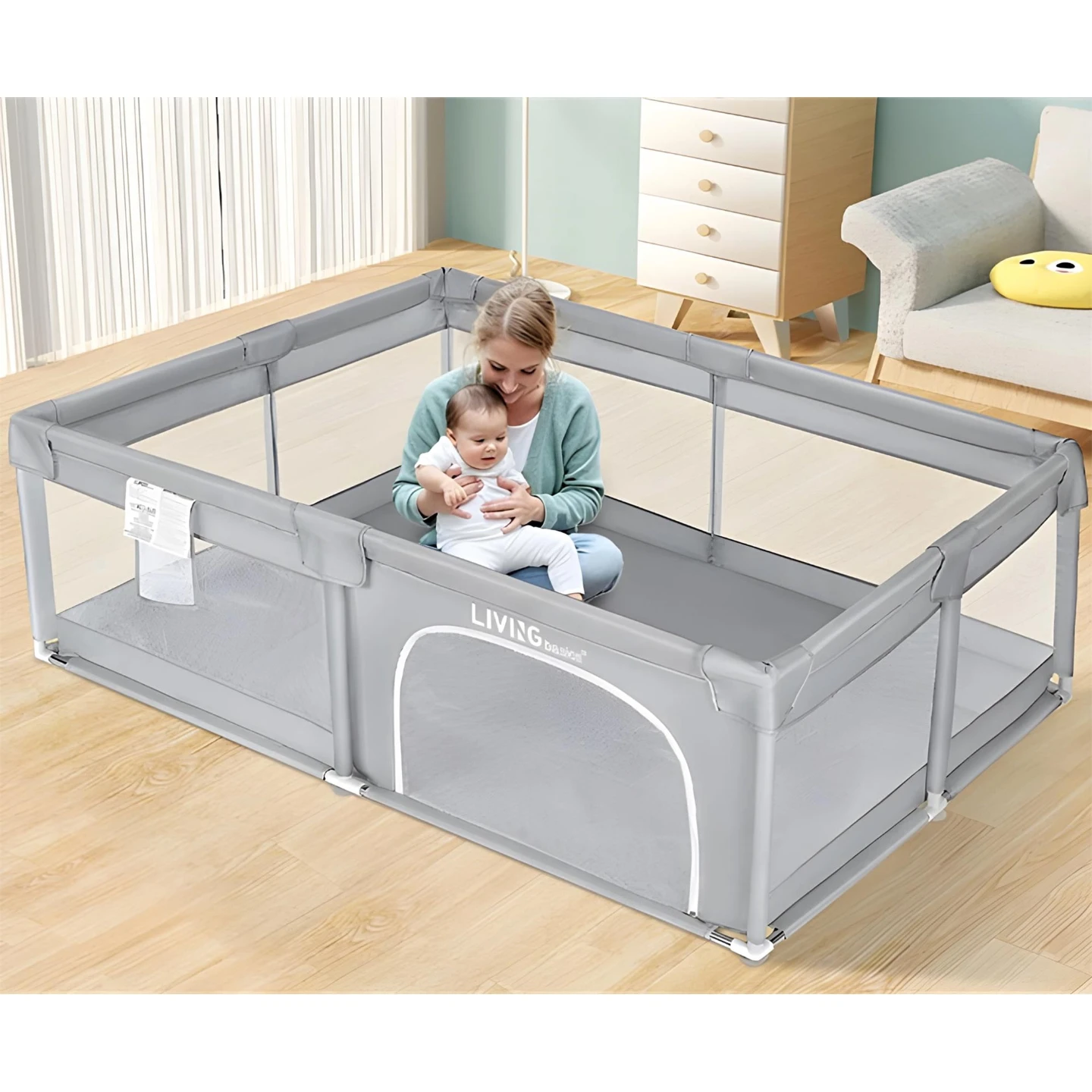 LIVINGbasics Parc Pour Bébé Playpen - Grey - photo 2