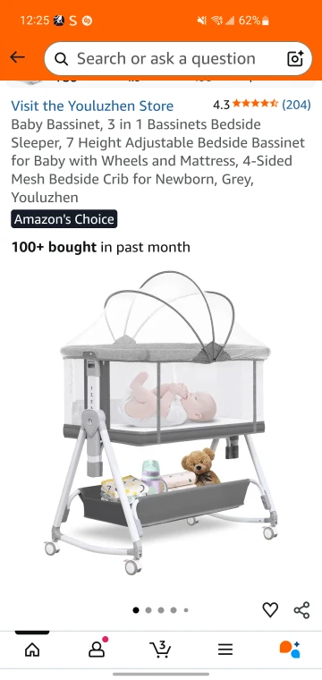 Youluzhen 3-in-1 Bassinet Bedside Sleeper - Grey - photo 3