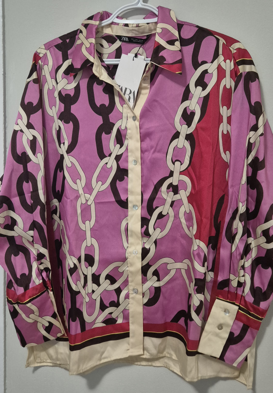 Zara Pink Chain Print Shirt