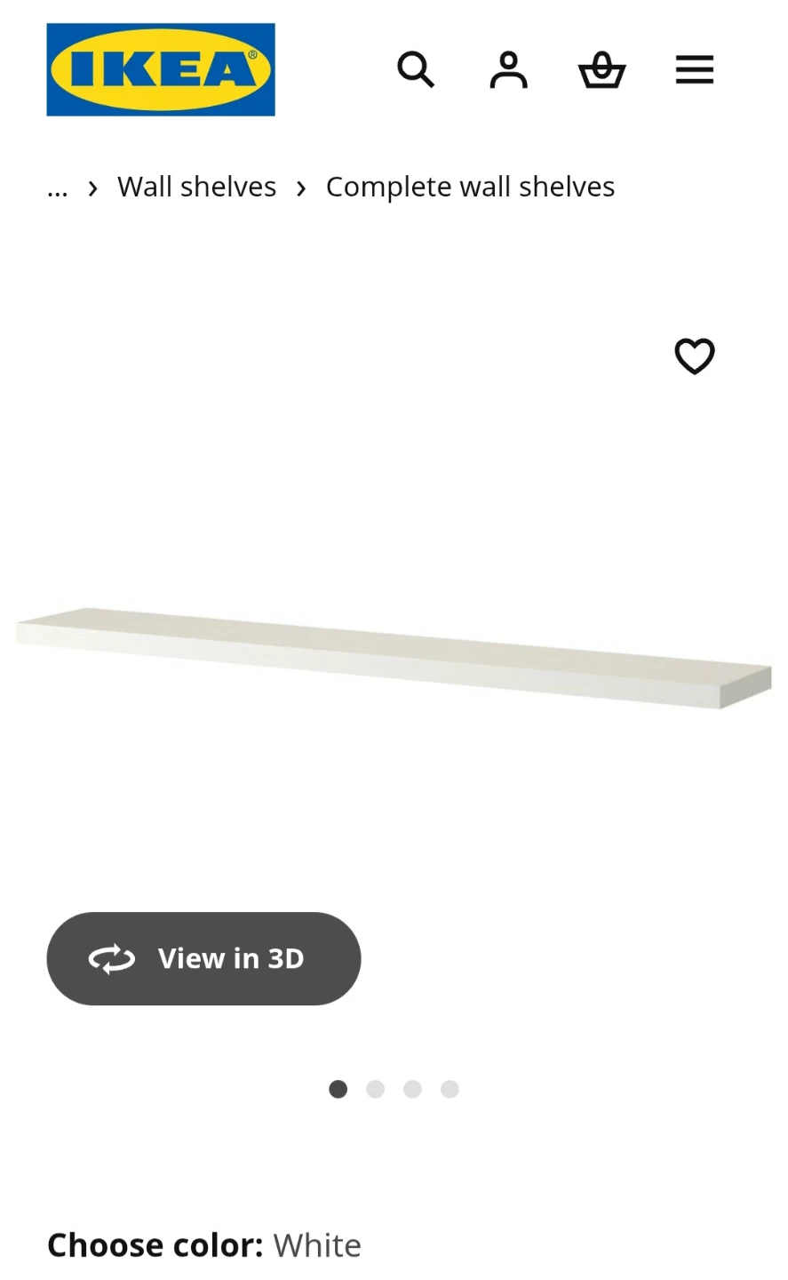 IKEA Wall Shelf - White 190×26 cm
