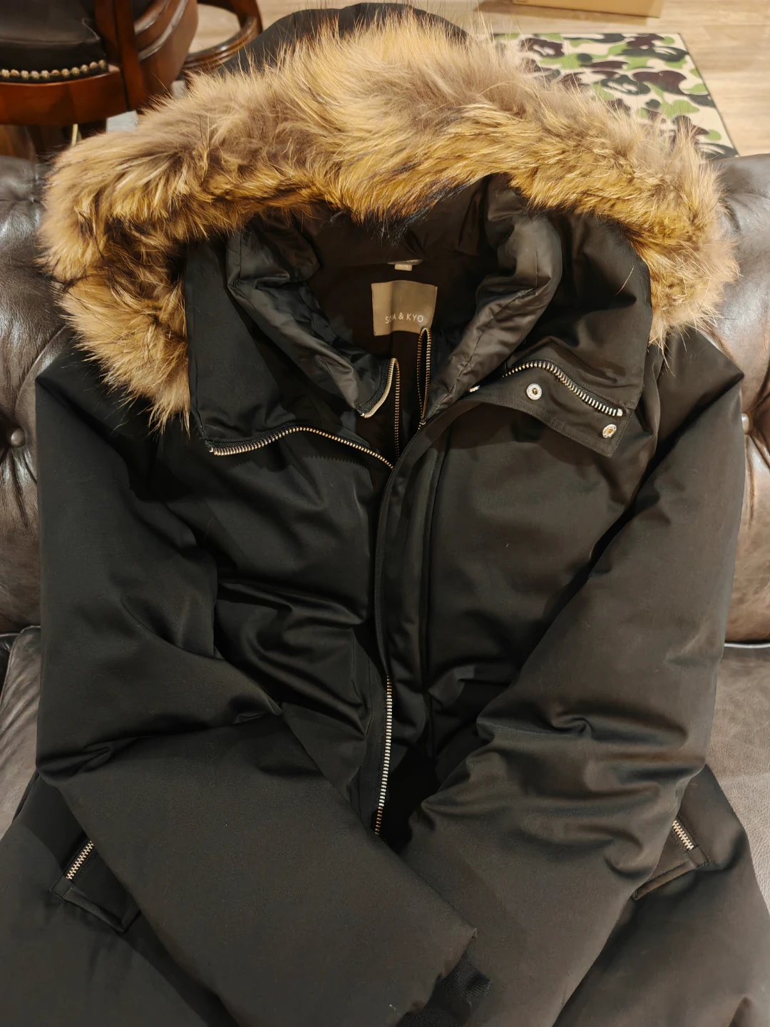 BNWT Soia & Kyo Doran Down Coat w/ Fur - Black Men XL - photo 2