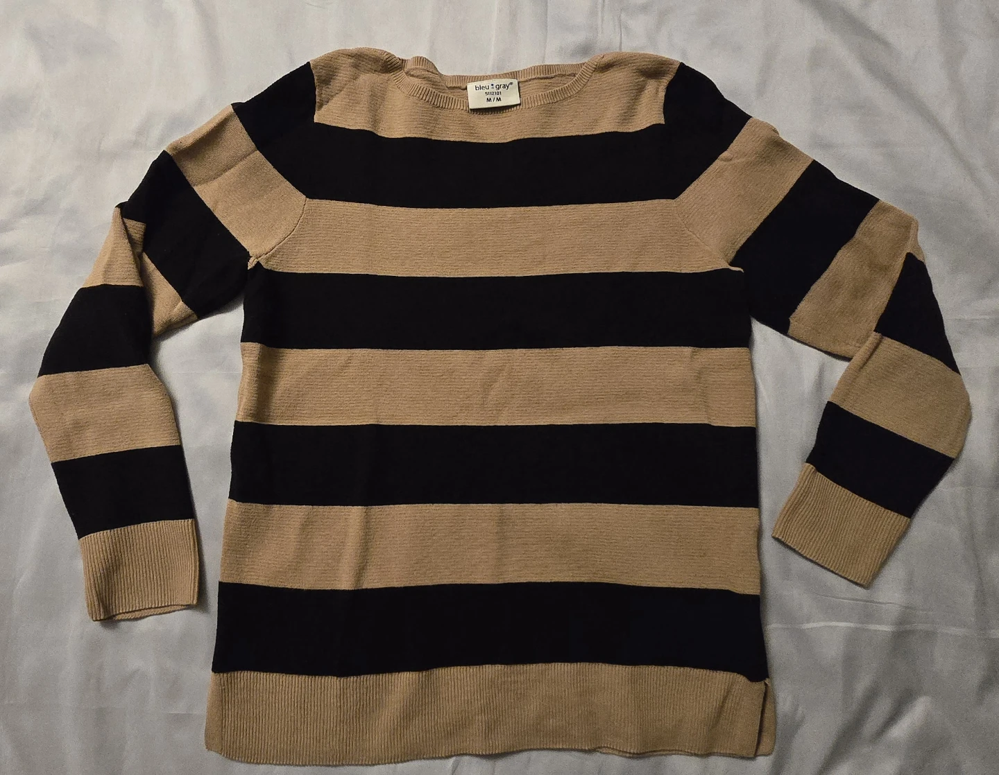 Tan & Black Horizontal Striped Sweater! - Size Womens Medium