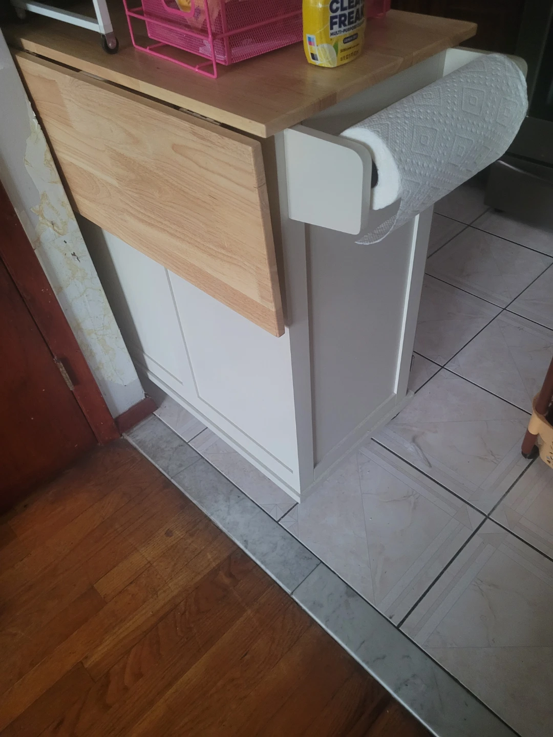 White Kitchen Island with Wood Top - photo 2
