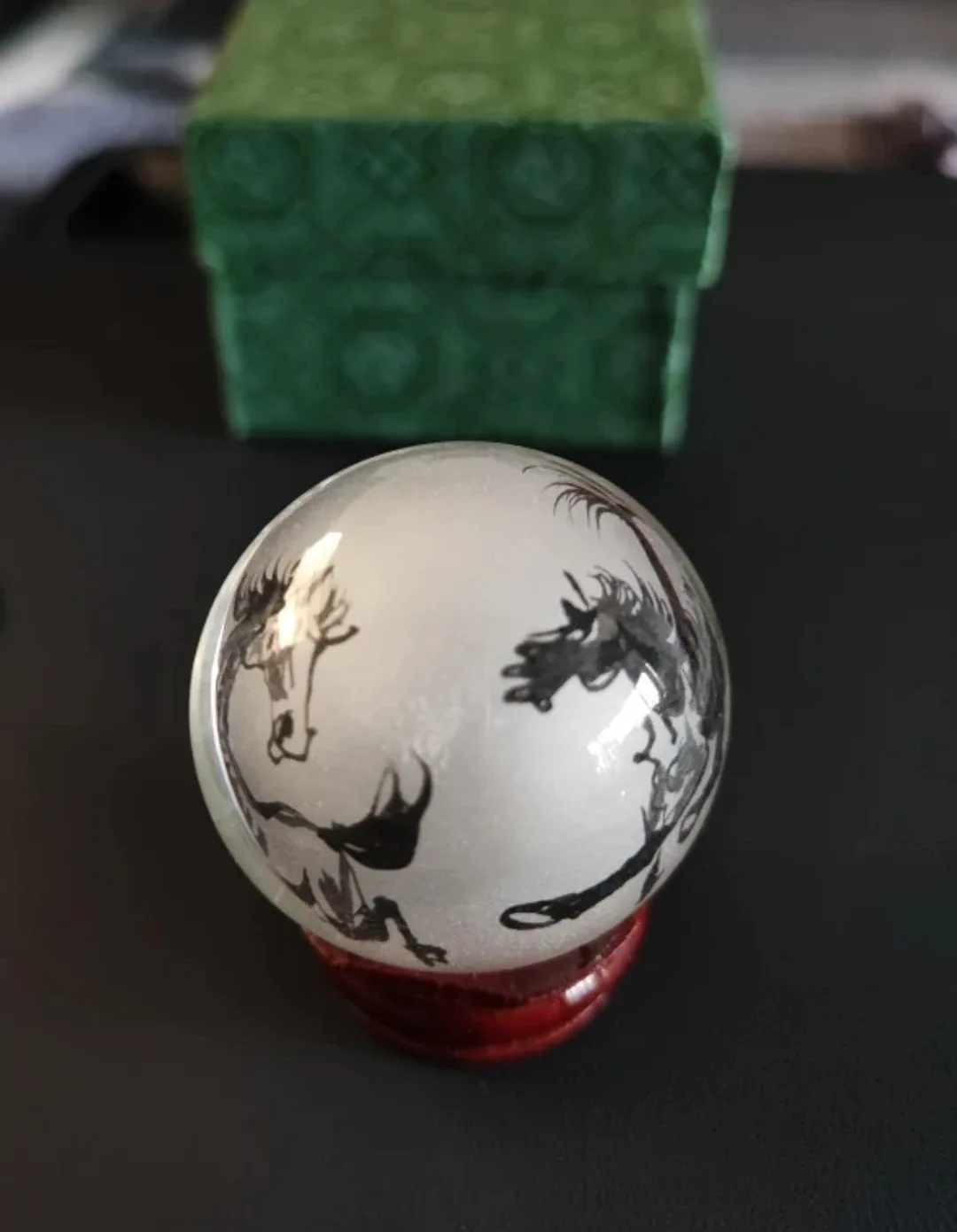 Vintage Glass Ball Paperweight with Box image indicator(3)