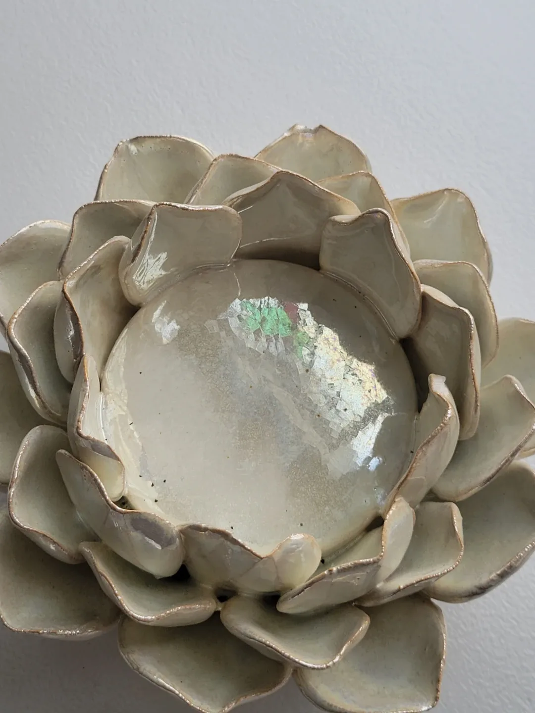 Ceramic Lotus Flower Candle Holder. 7 inch diameter! image indicator(3)