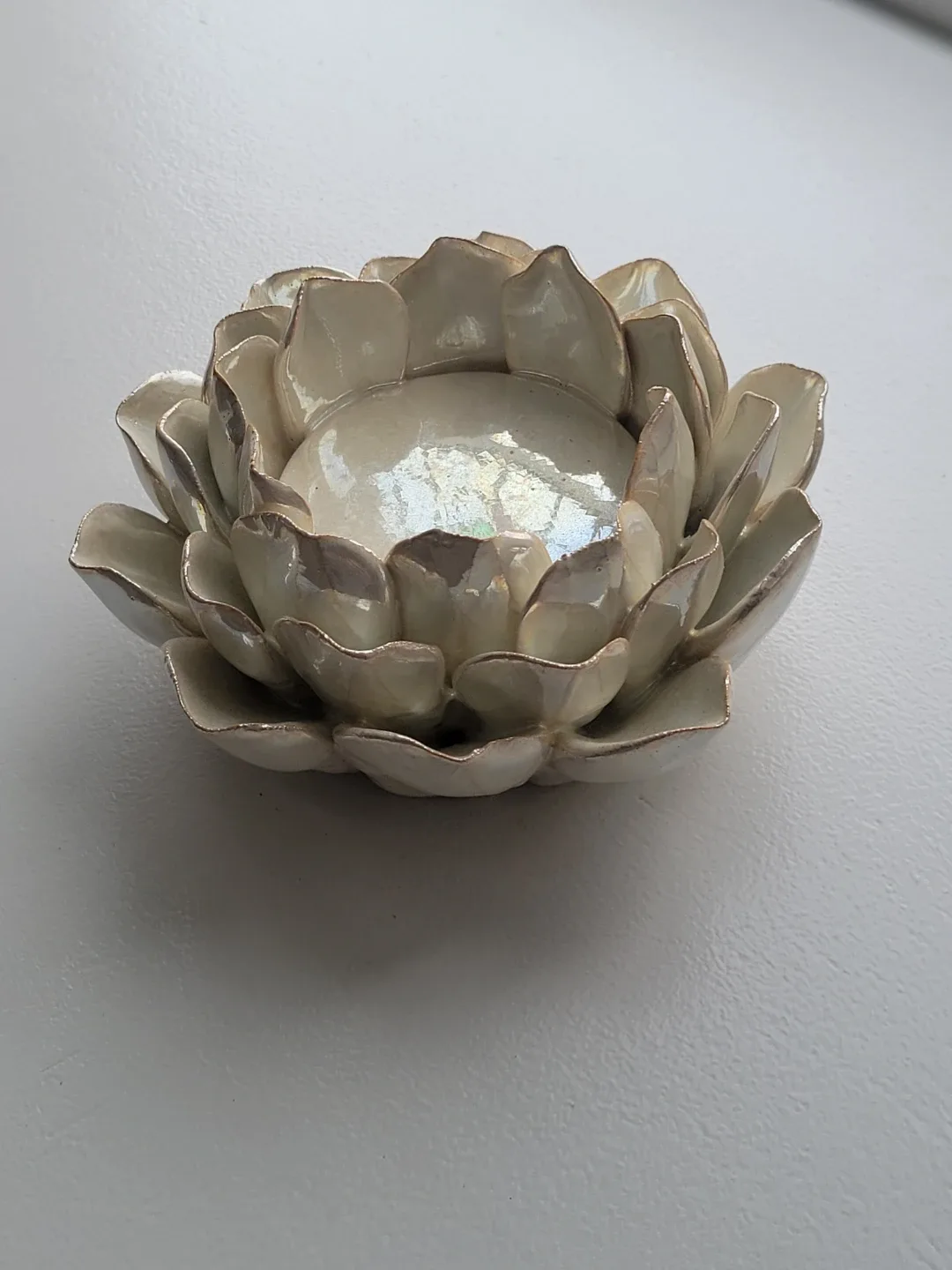 Ceramic Lotus Flower Candle Holder. 7 inch diameter! image indicator(4)