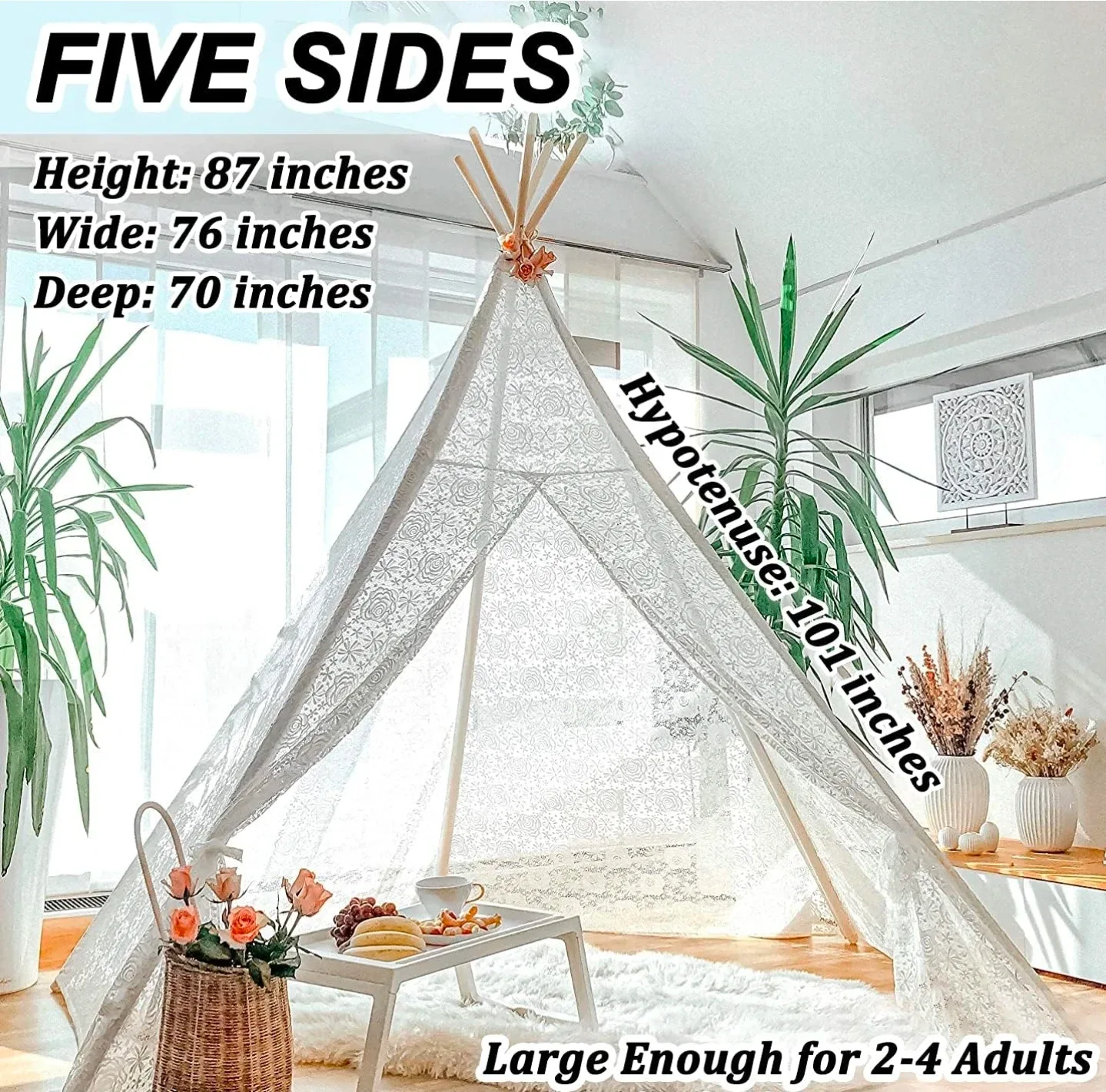 Lace Teepee Tent for 2-4 Adults